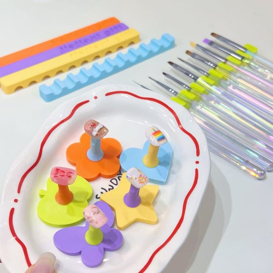 Pastel Colorful Nail Practice Stand & Brush Holder