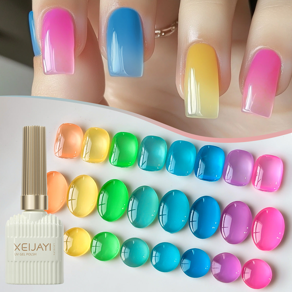 15ML 8PCS Jelly Gel Nail Polish Set - Sheer Ice Macaron Colors for Summer Nails