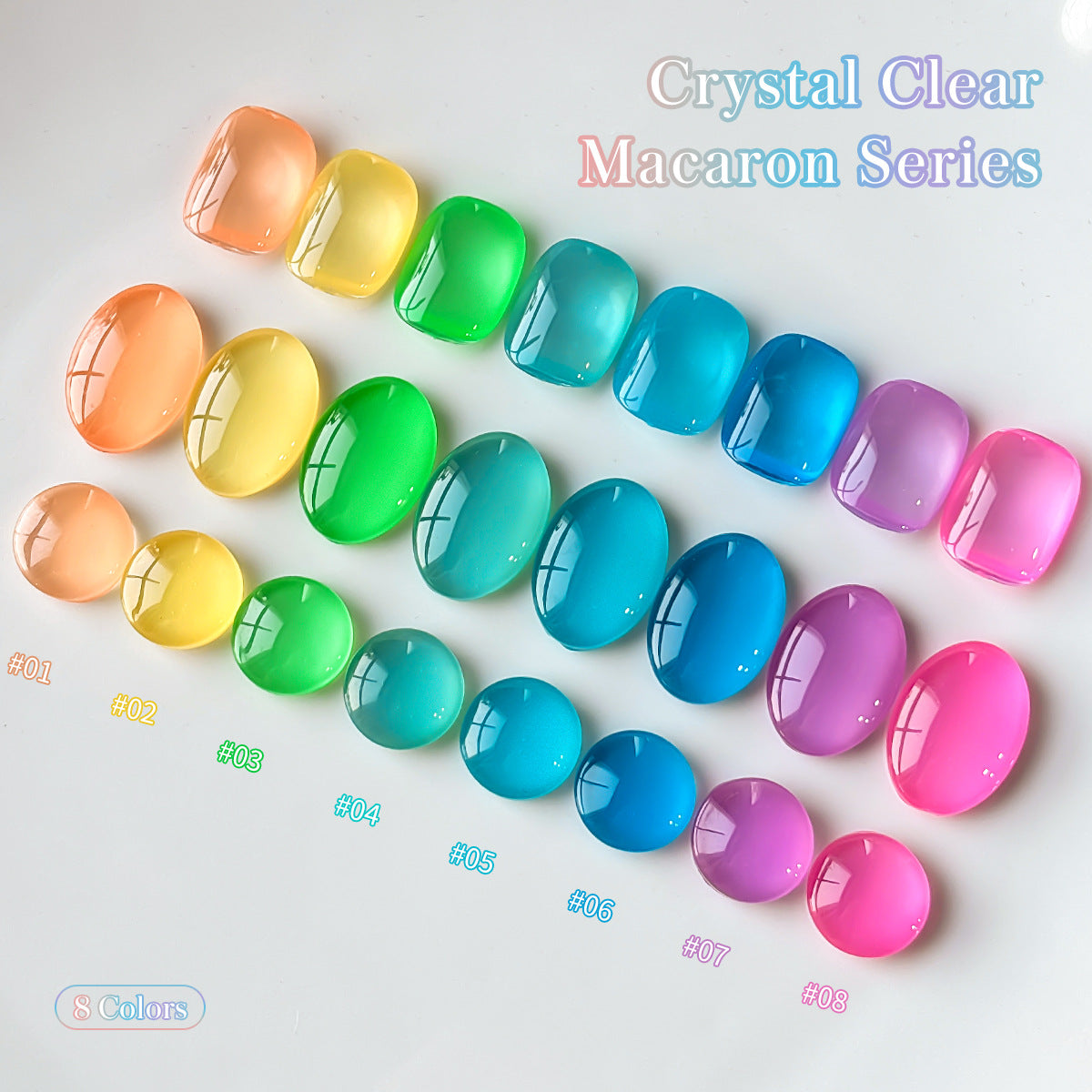 15ML 8PCS Jelly Gel Nail Polish Set - Sheer Ice Macaron Colors for Summer Nails