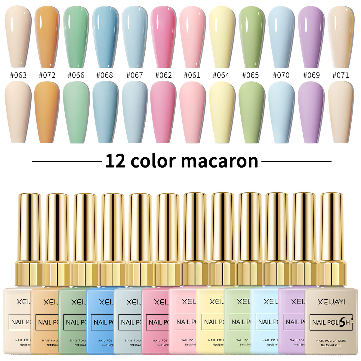 12 Colors Pastel Gel Nail Polish Set – Soft Candy Colors Soak-Off UV Gel for Salon & DIY Nail Art