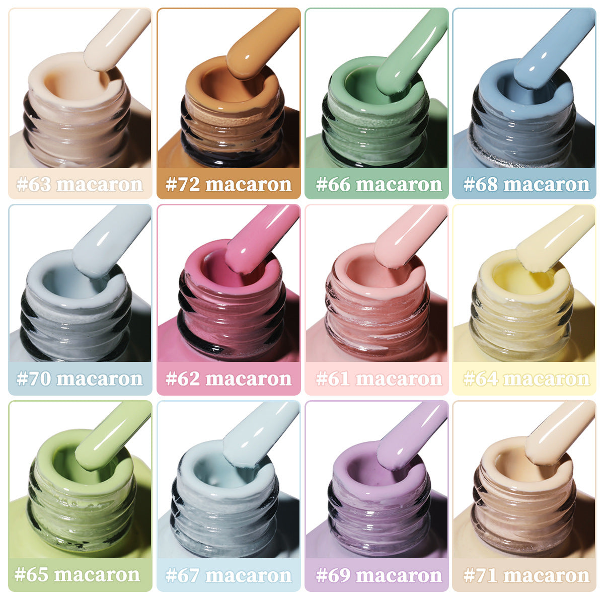 12 Colors Pastel Gel Nail Polish Set – Soft Candy Colors Soak-Off UV Gel for Salon & DIY Nail Art