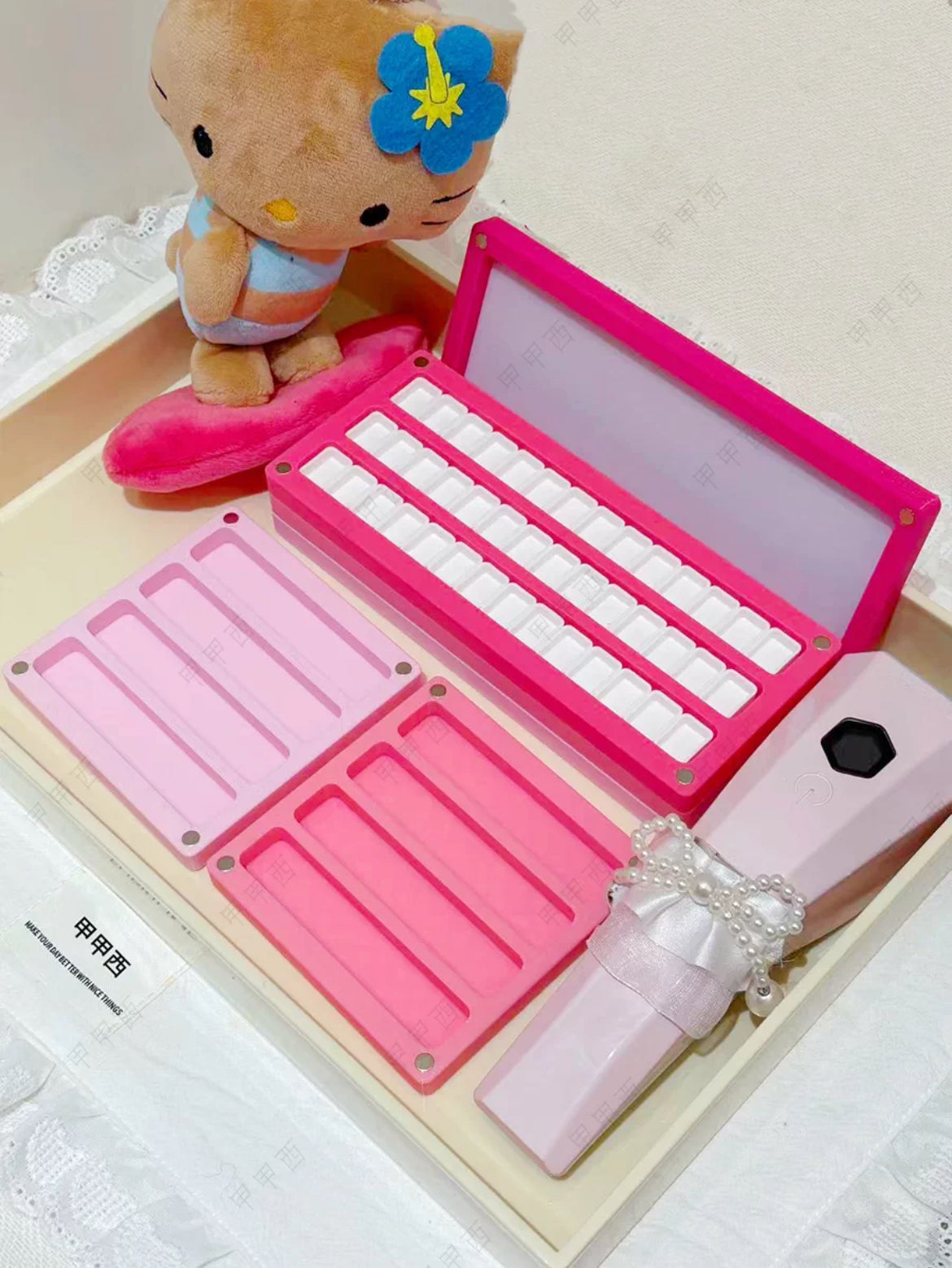 Dopamine Pastel Color Nail Gel Organizer Box – Multi-Layer Magnetic Storage