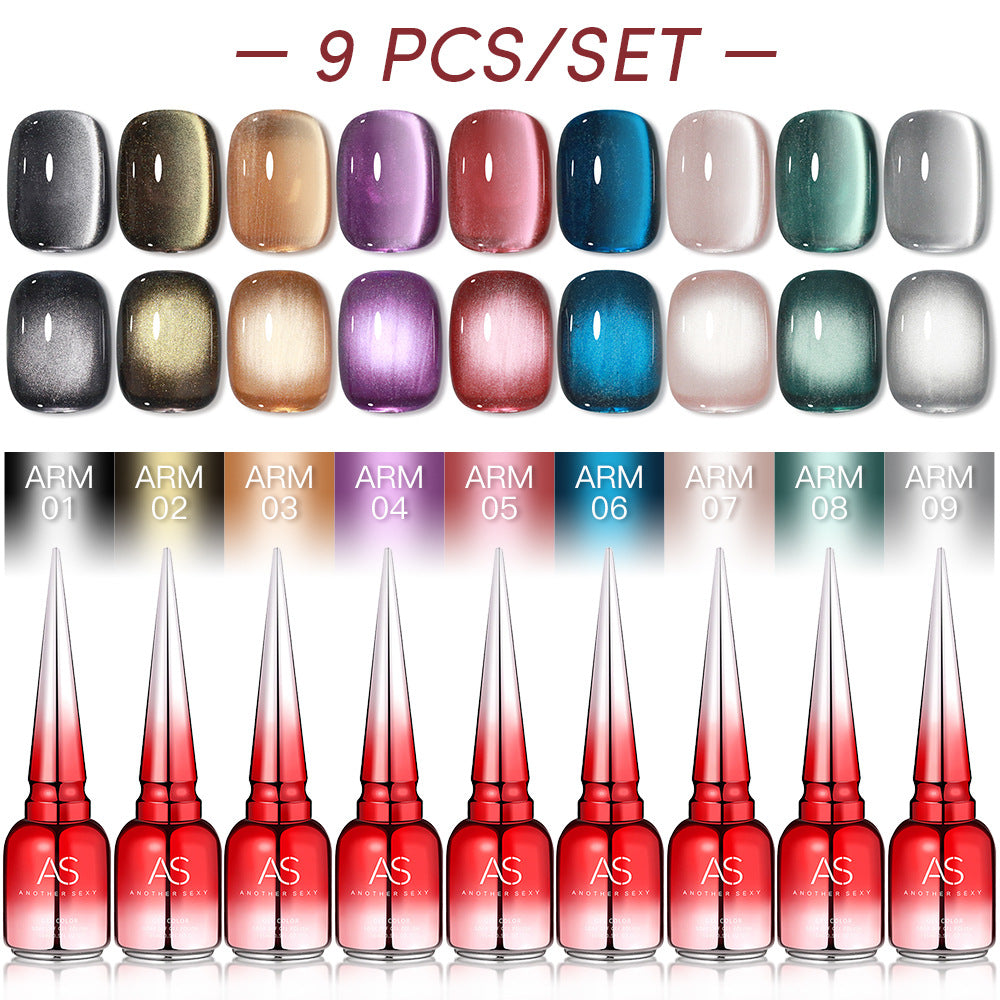 Luxury Shimmer Glass Cat Eye Gel Nail Polish – 9 Colors Gel Polish Set