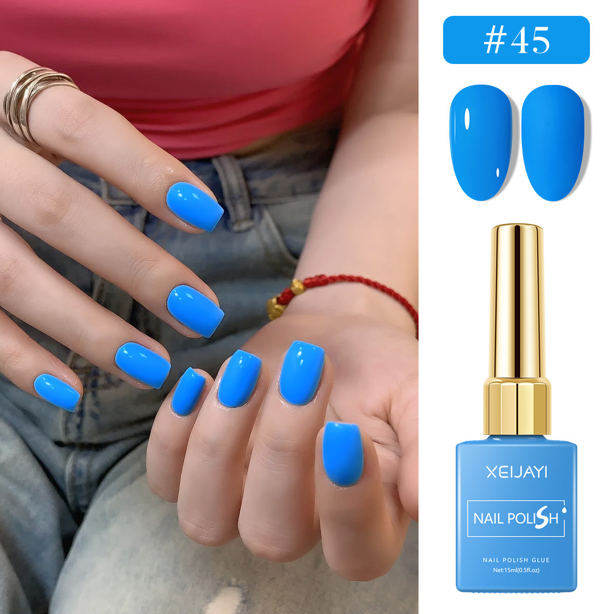 6PCS Blue Gel Nail Polish Set – Icy, Denim, and Navy Shades for Trendy Nails